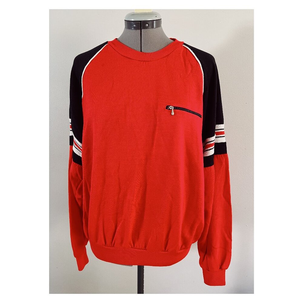 VTG Repage Sz M Unisex Color Block Dolman Sleeve Sweatshirt Red Black White